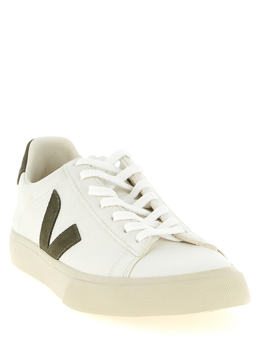 Veja Campo Green Organic Traced Leather Sneakers For Women