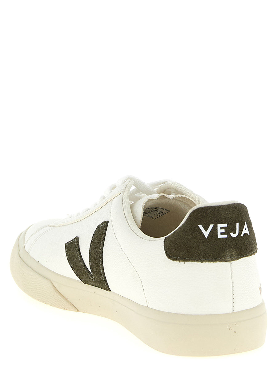 Veja Campo Green Organic Traced Leather Sneakers For Women