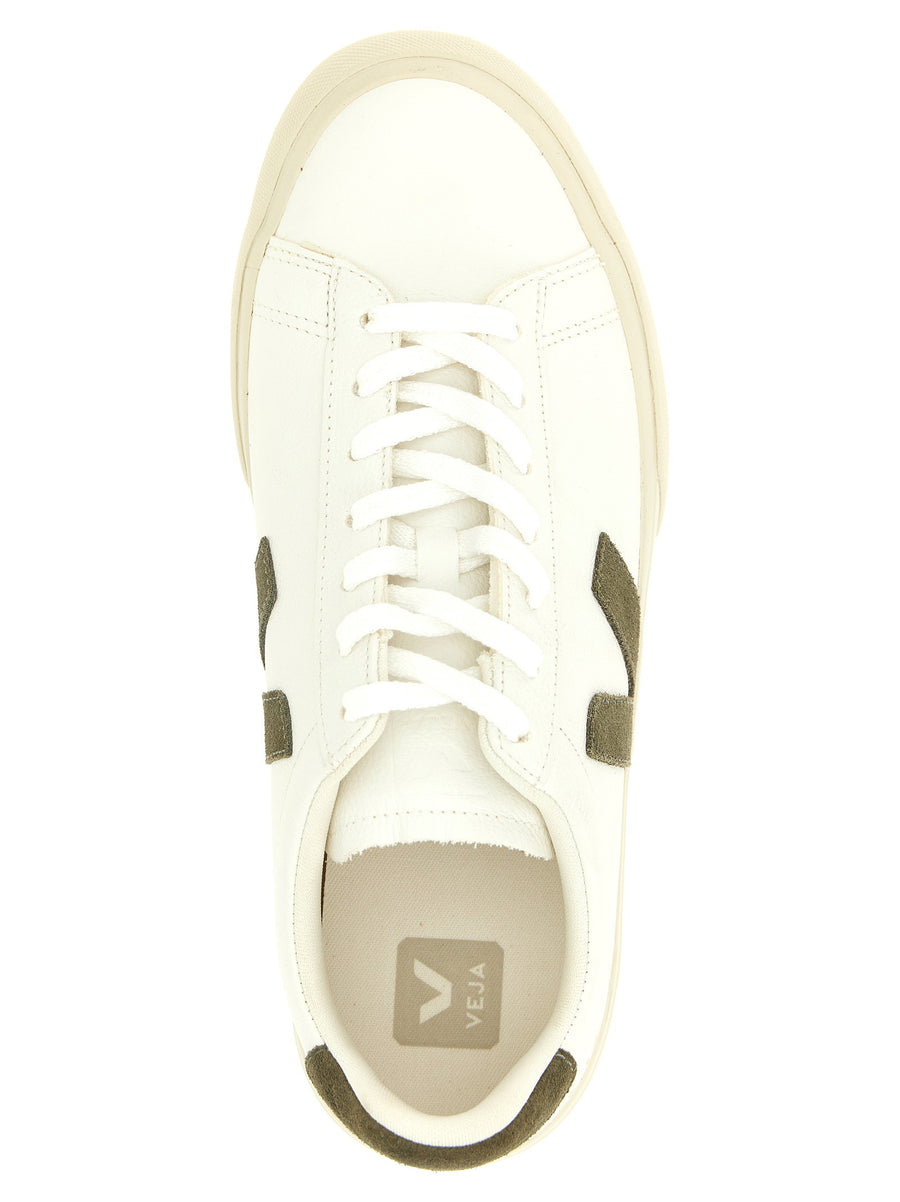Veja Campo Green Organic Traced Leather Sneakers For Women