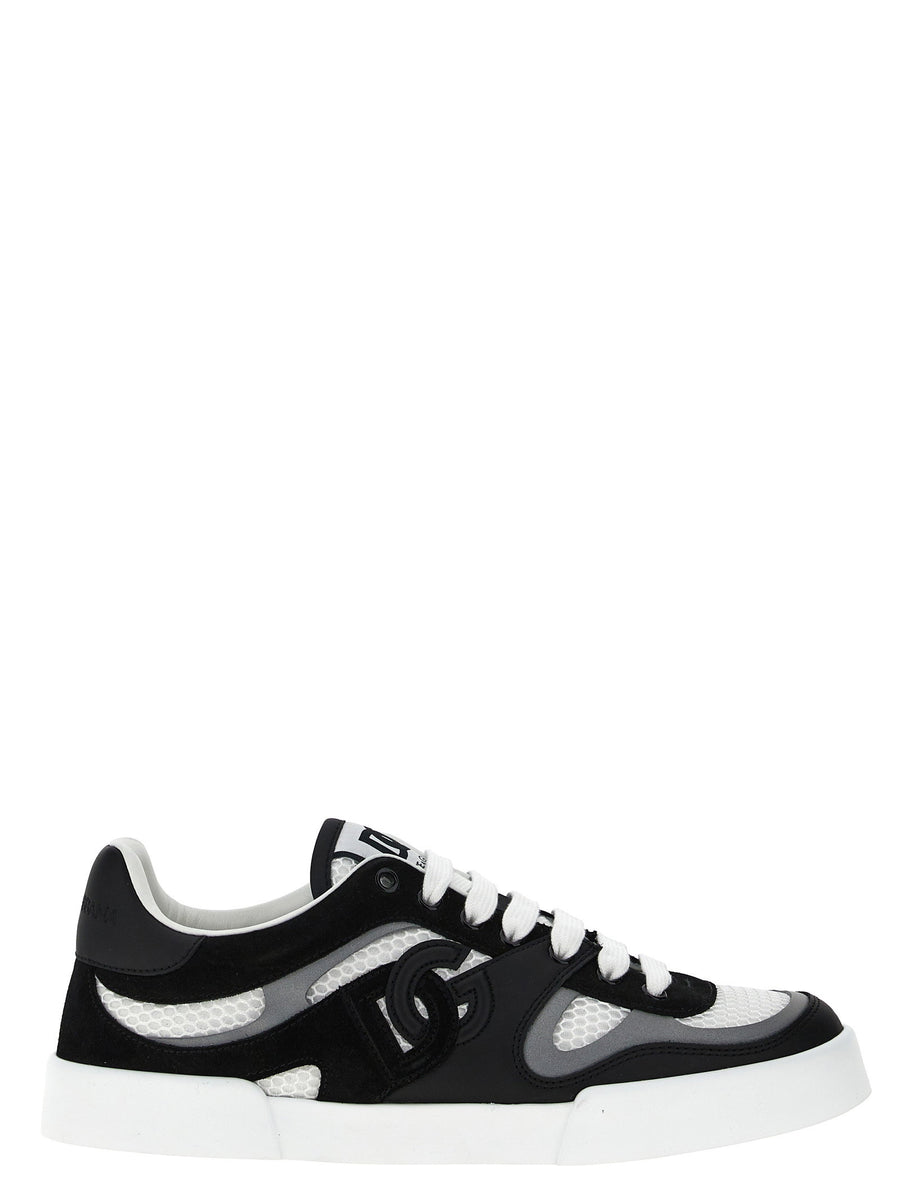 Dolce Gabbana Strobel Portofino Light White Black Calf Leather Sneakers