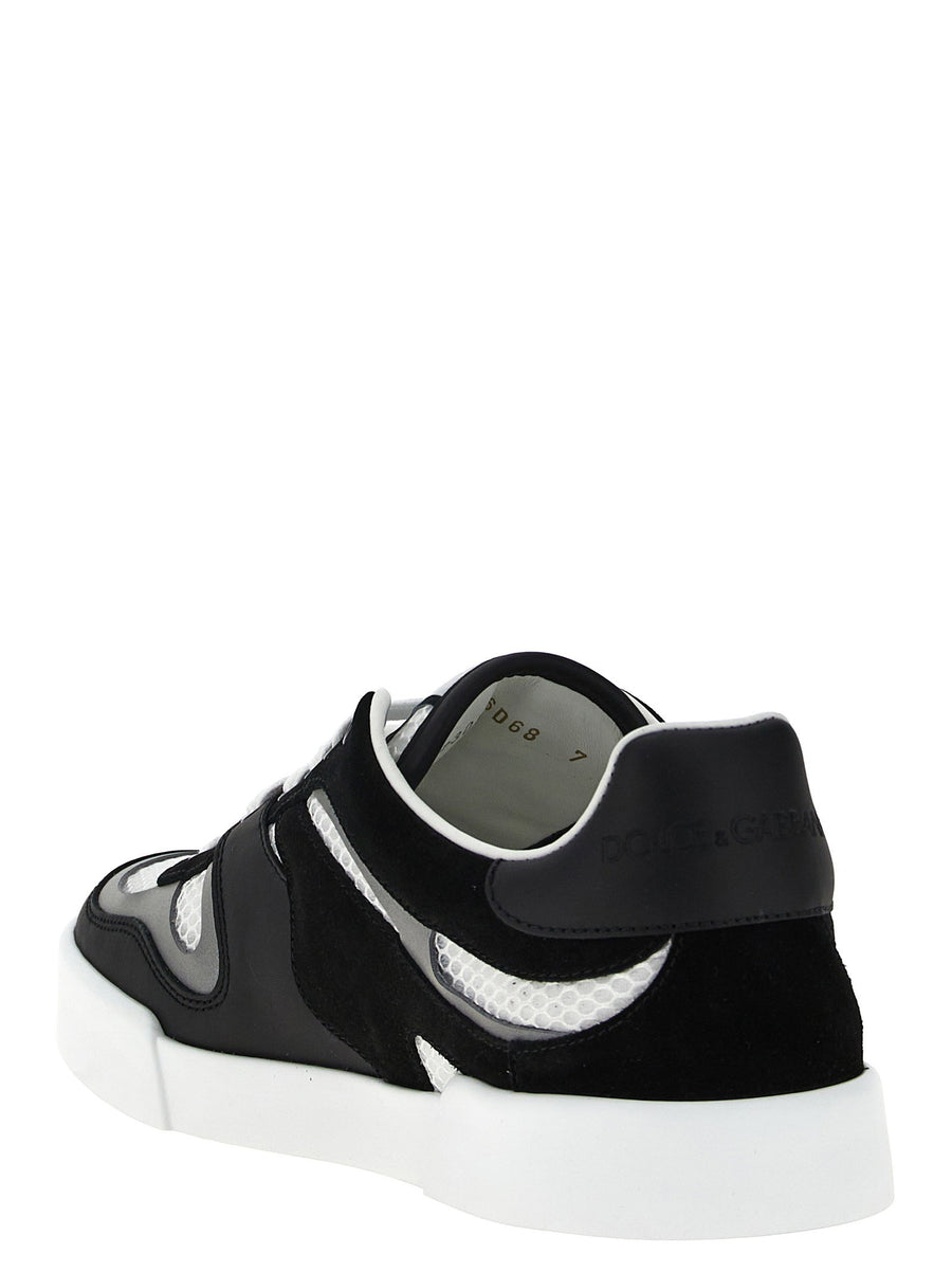 Dolce Gabbana Strobel Portofino Light White Black Calf Leather Sneakers
