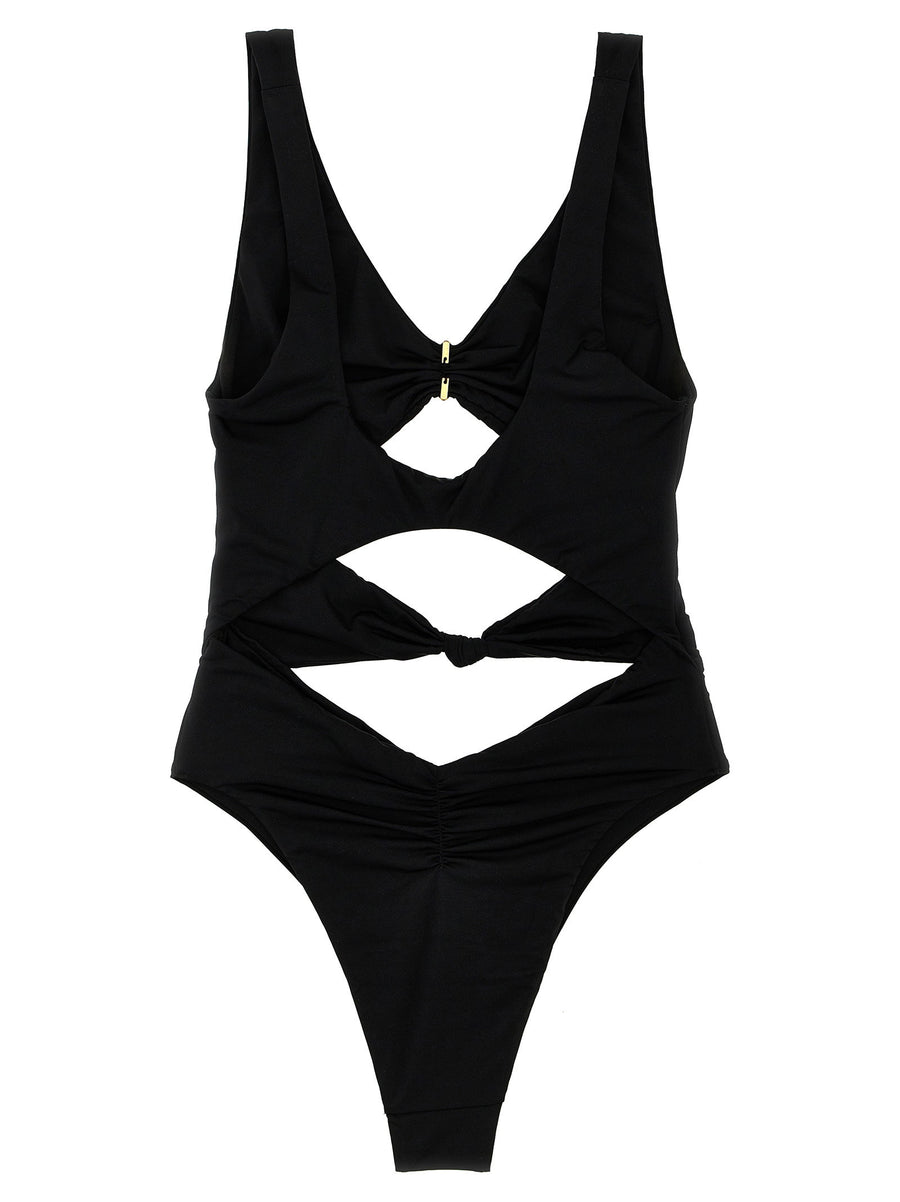 Elisabetta Franchi Knot One Piece Swimsuit With Waist Knot And Metal Details For Women