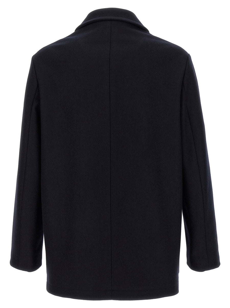Barena Dosio Blue Wool Blend Double Breasted Coat For Men