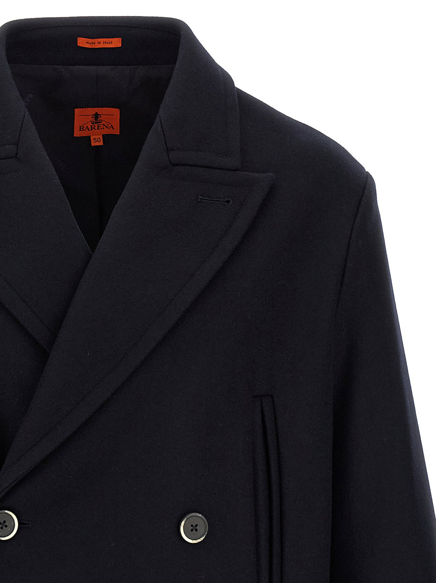 Barena Dosio Blue Wool Blend Double Breasted Coat For Men