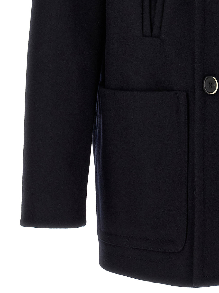 Barena Dosio Blue Wool Blend Double Breasted Coat For Men