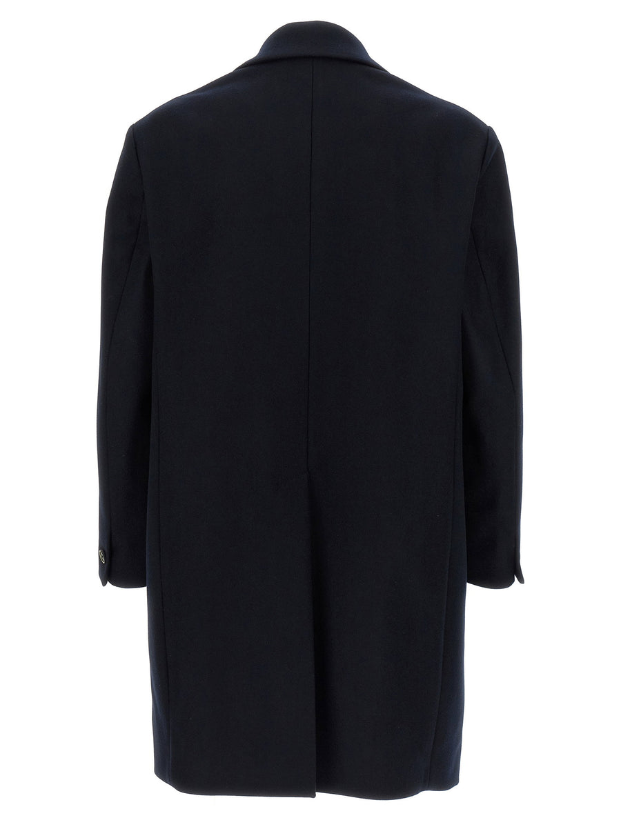 Barena Baron Blue Wool Coat For Men Premium Warm Wool Blend With Peak Lapels Timeless Silhouette Luxury Outerwear