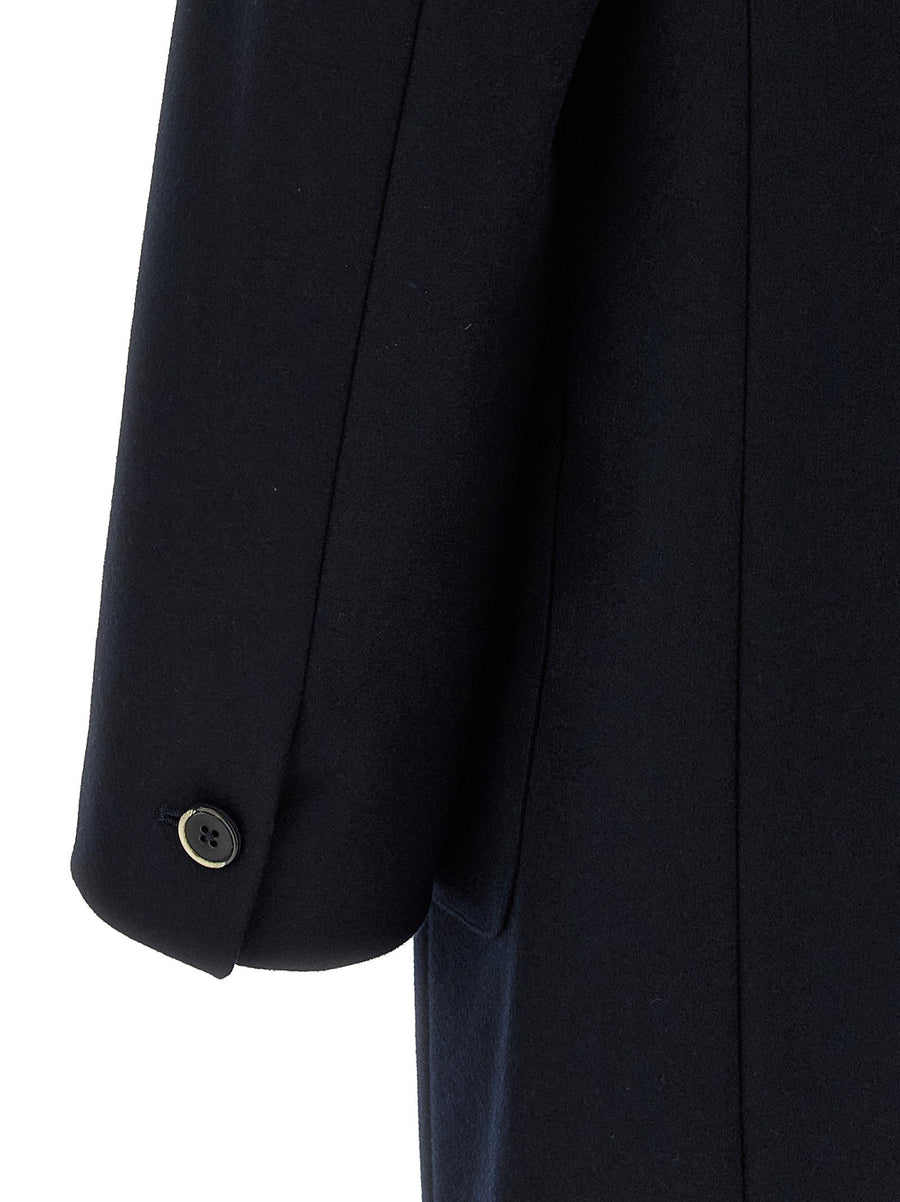 Barena Baron Blue Wool Coat For Men Premium Warm Wool Blend With Peak Lapels Timeless Silhouette Luxury Outerwear
