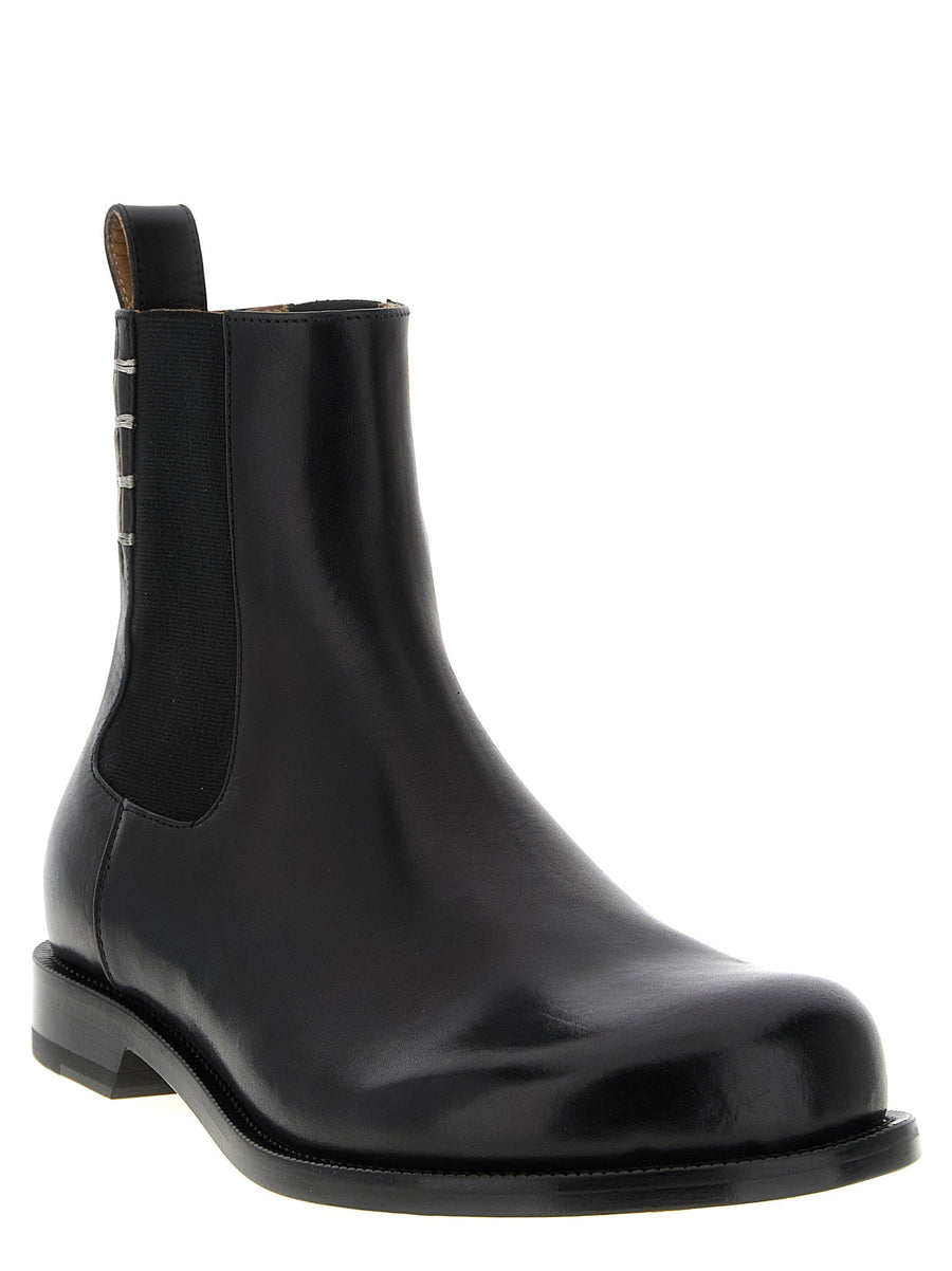 J W Anderson Black Calfskin Chelsea Ankle Boots With Elastic Sides And Stitching