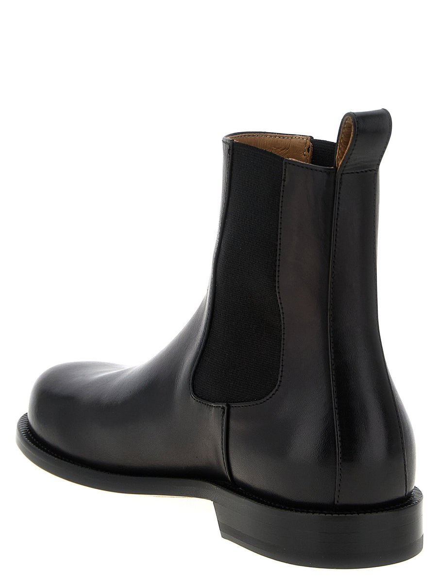 J W Anderson Black Calfskin Chelsea Ankle Boots With Elastic Sides And Stitching