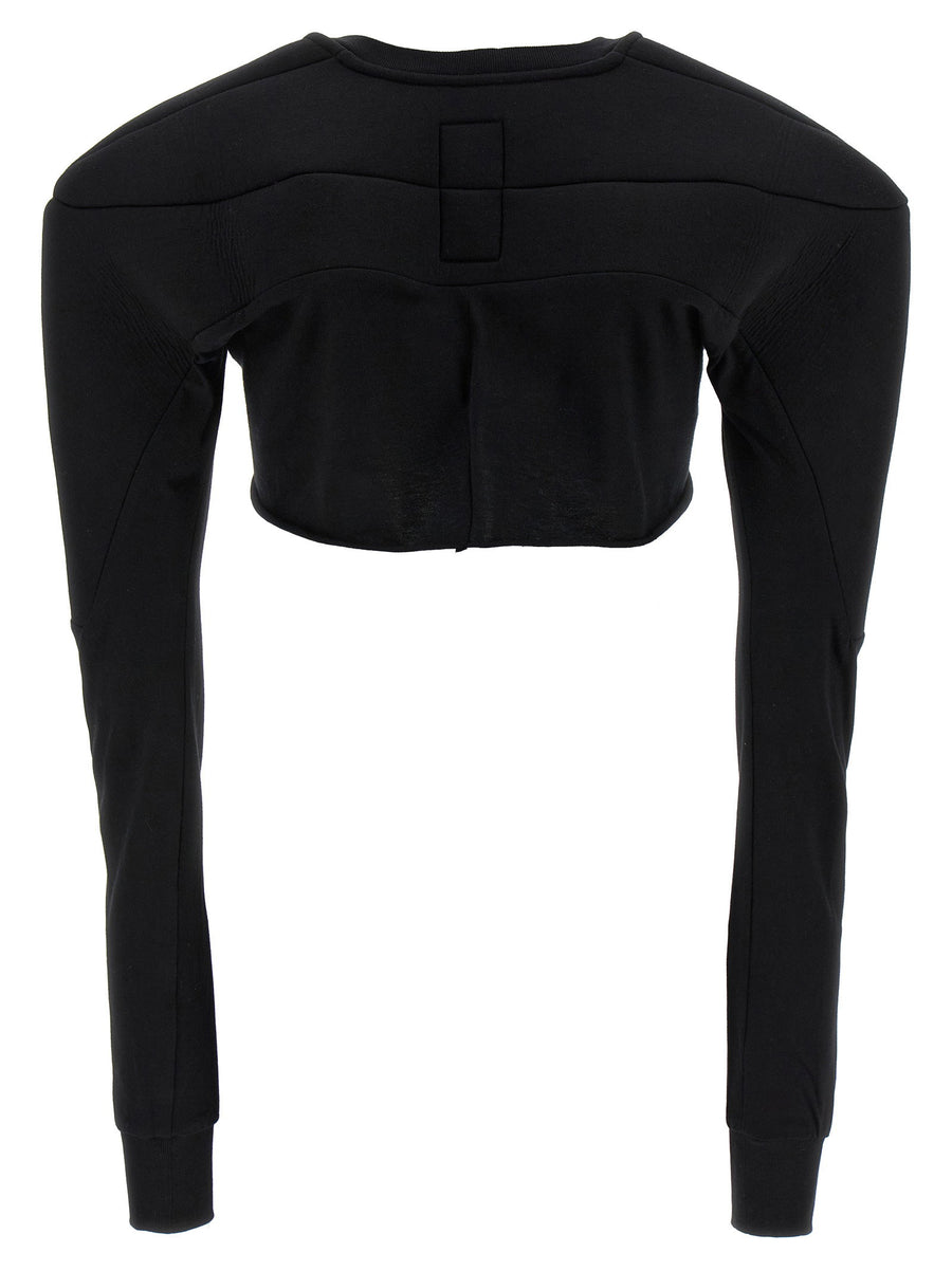 Champion X Rick Owens Cropped Cotton Sweater With Scuba Inserts For Women, Architectural Streetwear