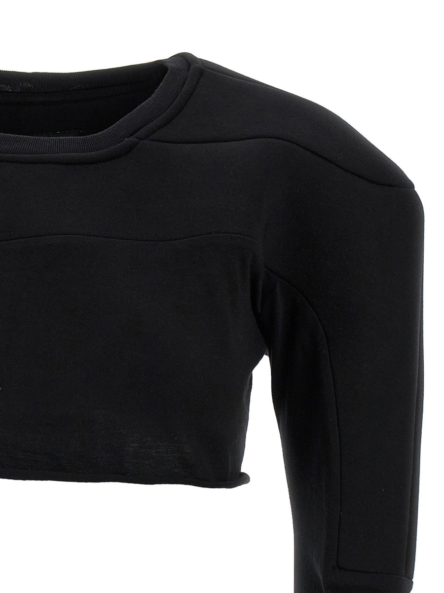 Champion X Rick Owens Cropped Cotton Sweater With Scuba Inserts For Women, Architectural Streetwear