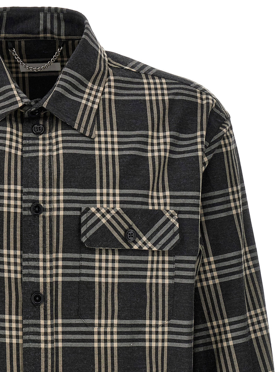 1989 Studio Men's Gray Check Cotton Flannel Logo Shirt With Front Pockets Back Logo True To Size