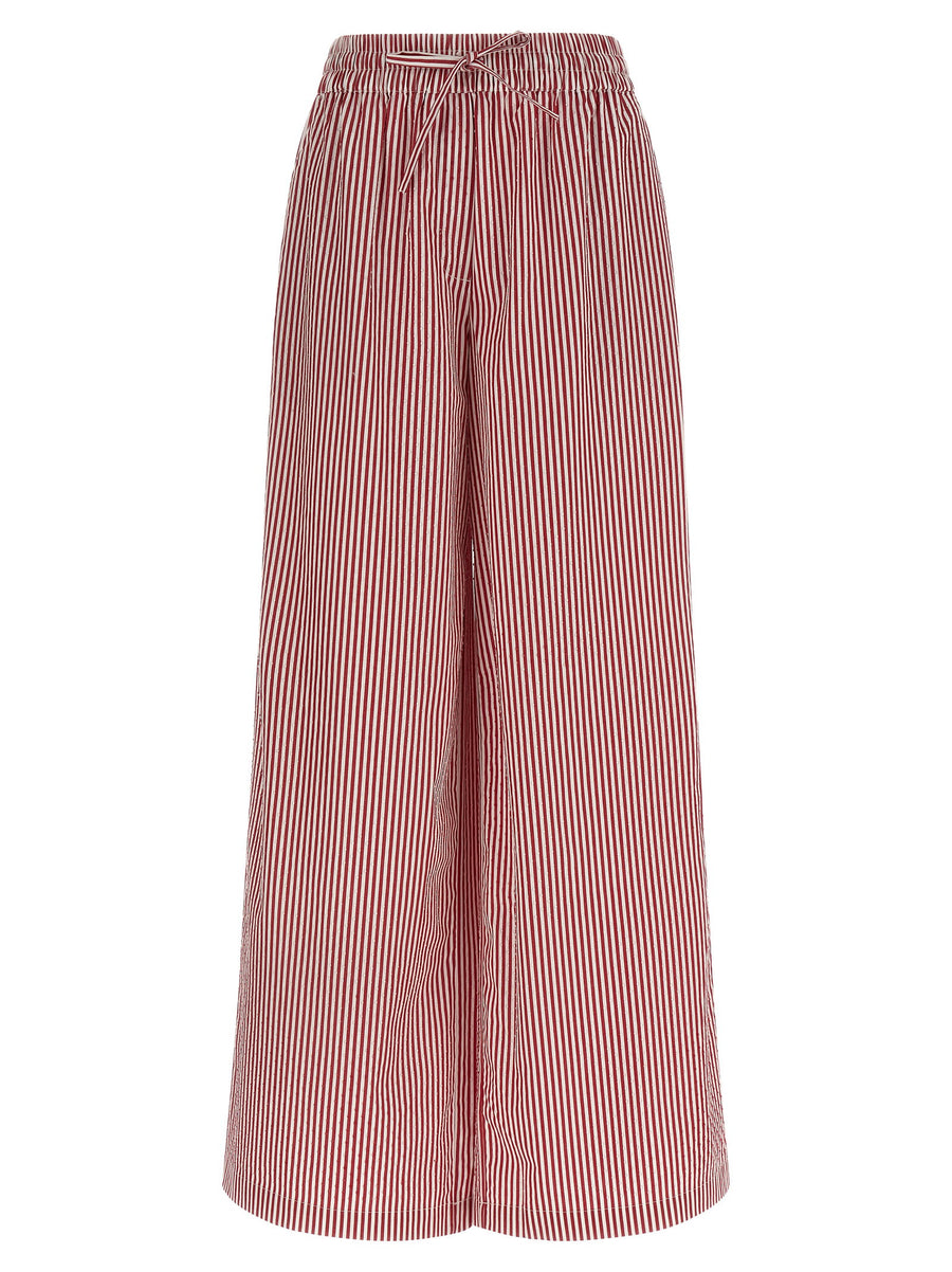 P.A.R.O.S.H. Cashine Striped Cotton Poplin Pants With Rhinestones