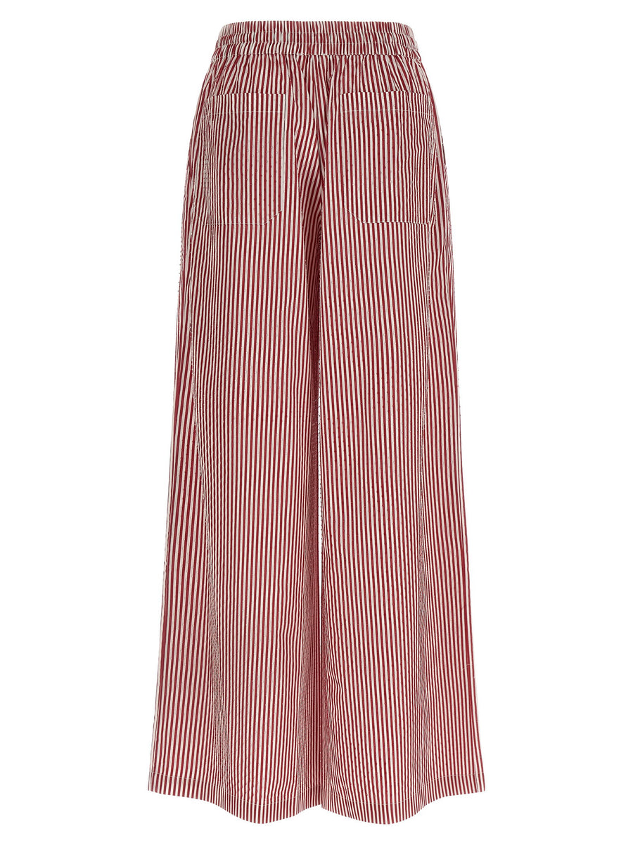 P.A.R.O.S.H. Cashine Striped Cotton Poplin Pants With Rhinestones