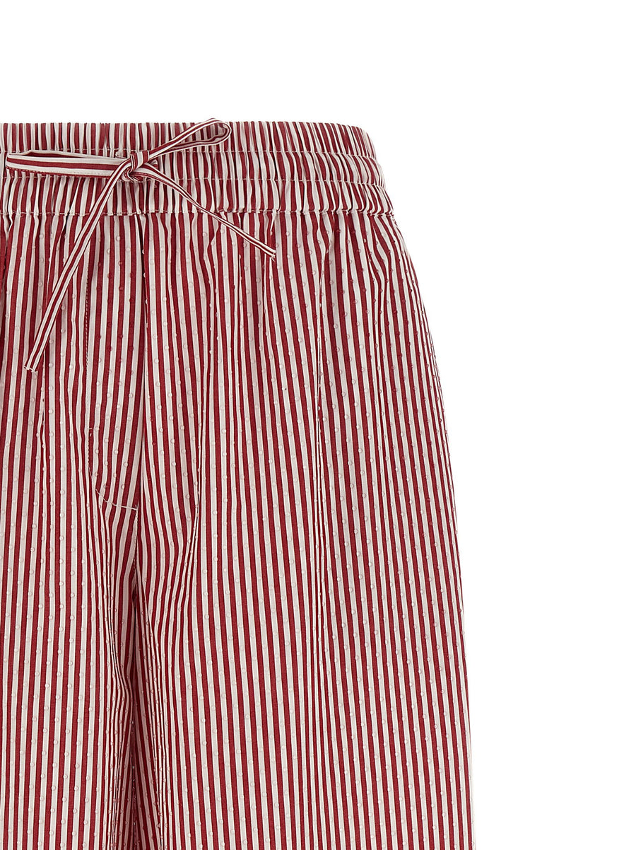 P.A.R.O.S.H. Cashine Striped Cotton Poplin Pants With Rhinestones