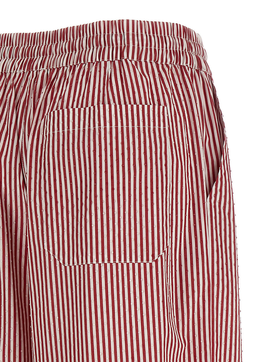 P.A.R.O.S.H. Cashine Striped Cotton Poplin Pants With Rhinestones