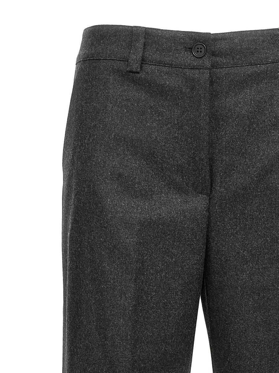 P.A.R.O.S.H Gray Wool Cachemire Stretch Cargo Trousers With Ruffled Knee Pockets