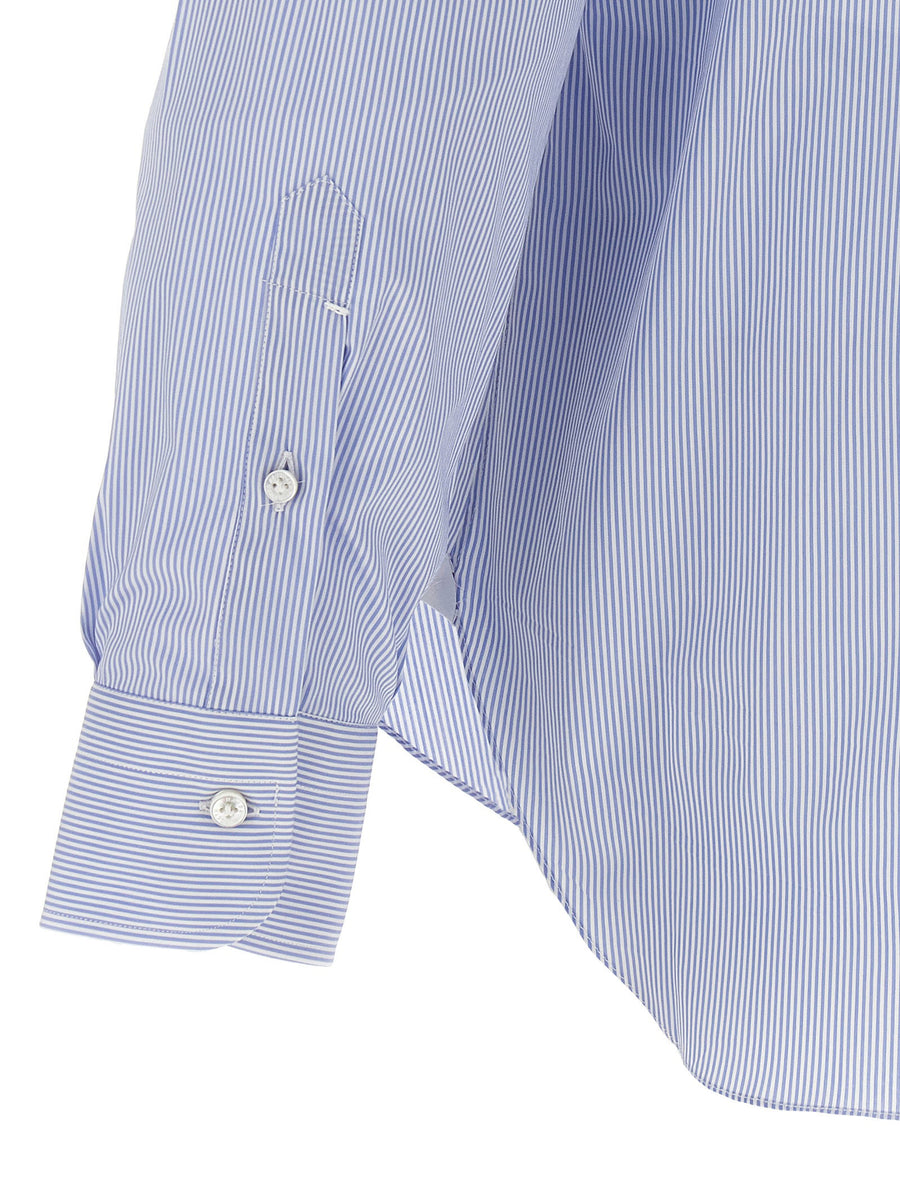 Barba Men Striped Shirt Breathable 100% Cotton Poplin Light Blue With Front Button Closure Versatile Office Wear