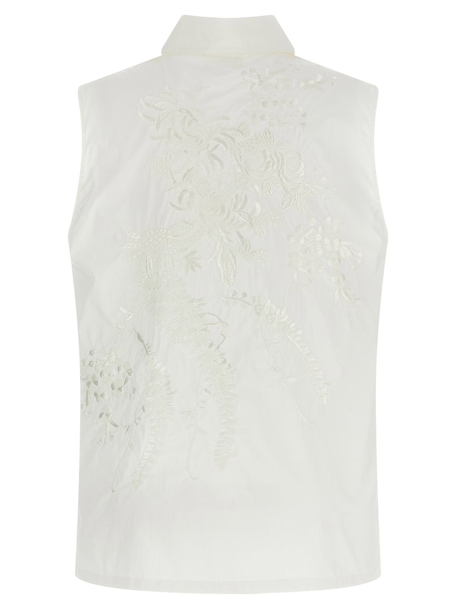 PAROSH Ninja26 White Technical Fabric Shirt With Tone On Tone Embroidery