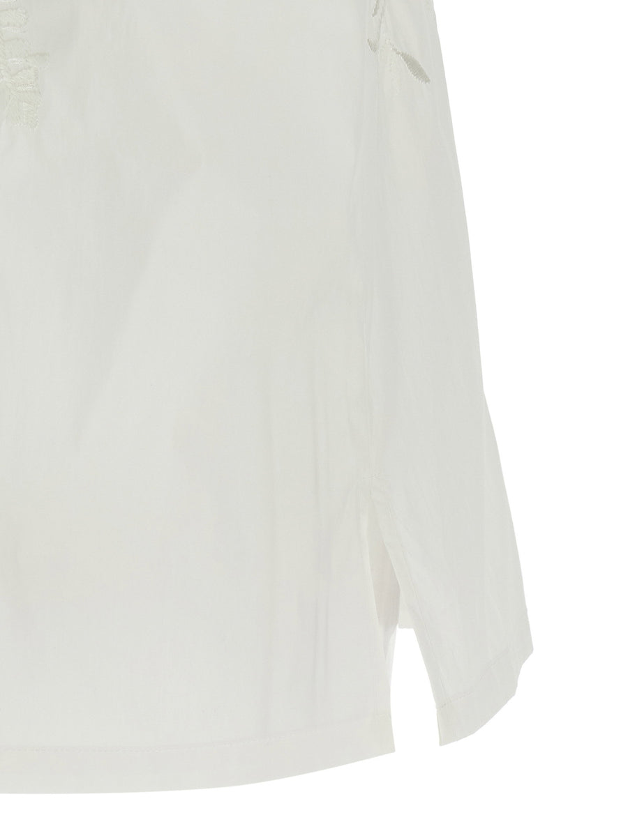PAROSH Ninja26 White Technical Fabric Shirt With Tone On Tone Embroidery