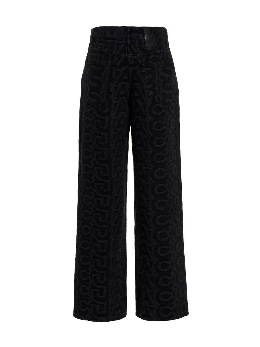 Marc Jacobs Premium Monogram Jeans for Women Allover Logo Black Cotton Blend Denim True to Size