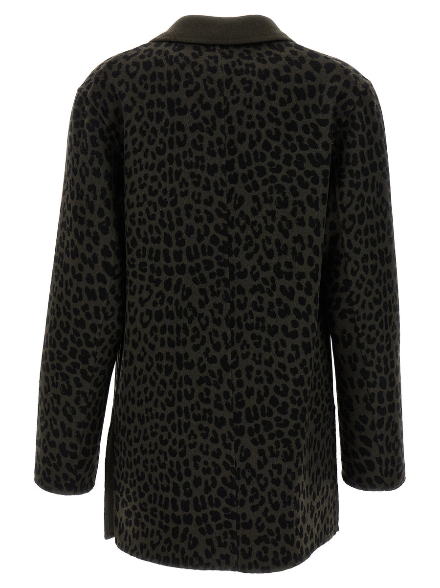 P.A.R.O.S.H. Green Animal Print Wool Double Breasted Blazer for Women