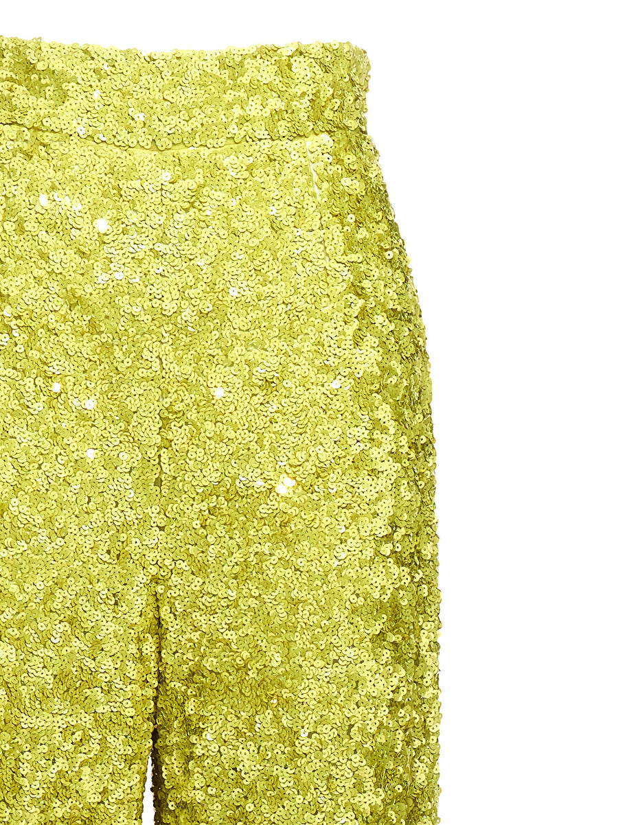 Ermanno Scervino Yot Sequin Green Trousers For Women Couture Flared Partywear Pants