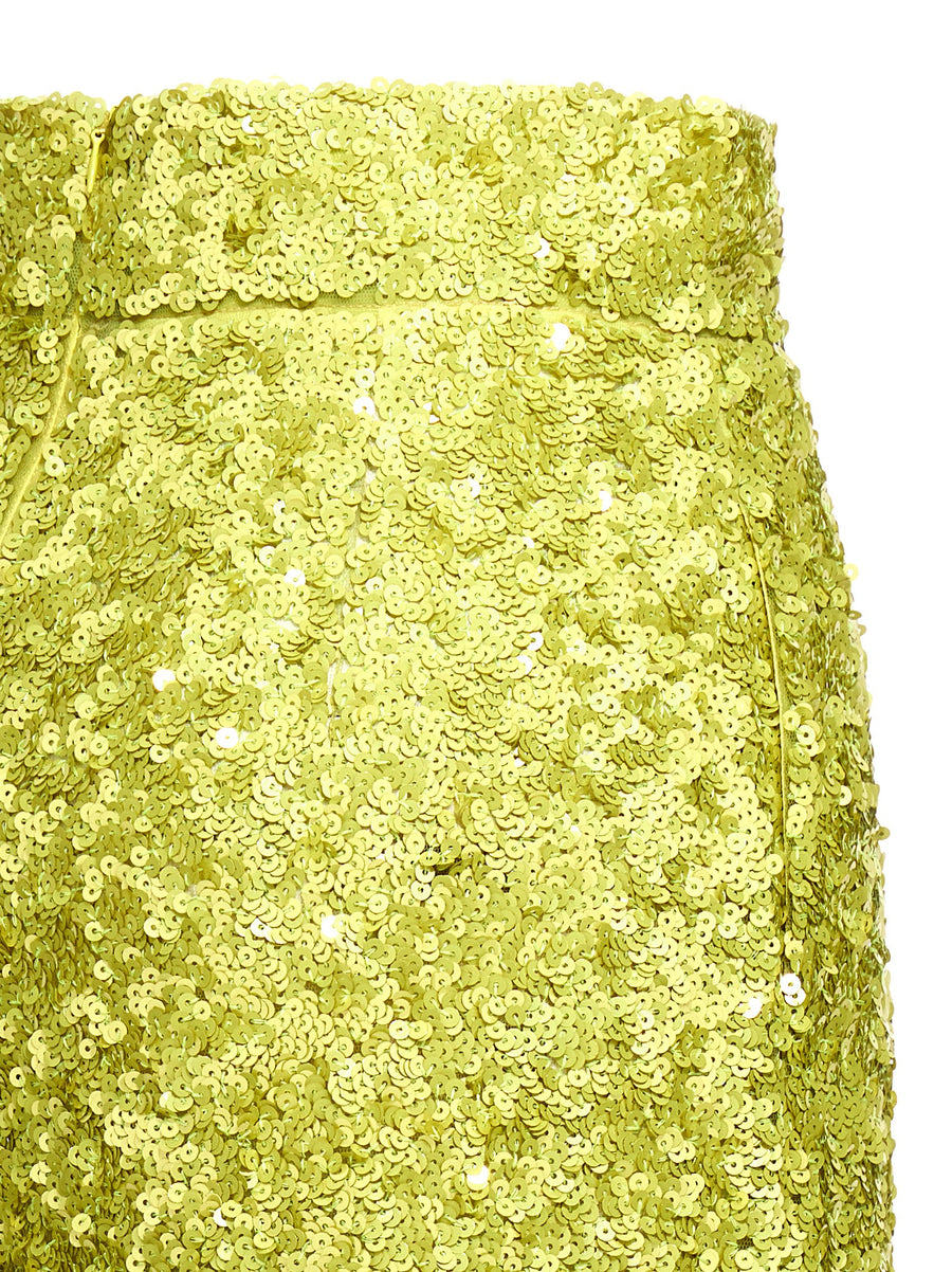 Ermanno Scervino Yot Sequin Green Trousers For Women Couture Flared Partywear Pants