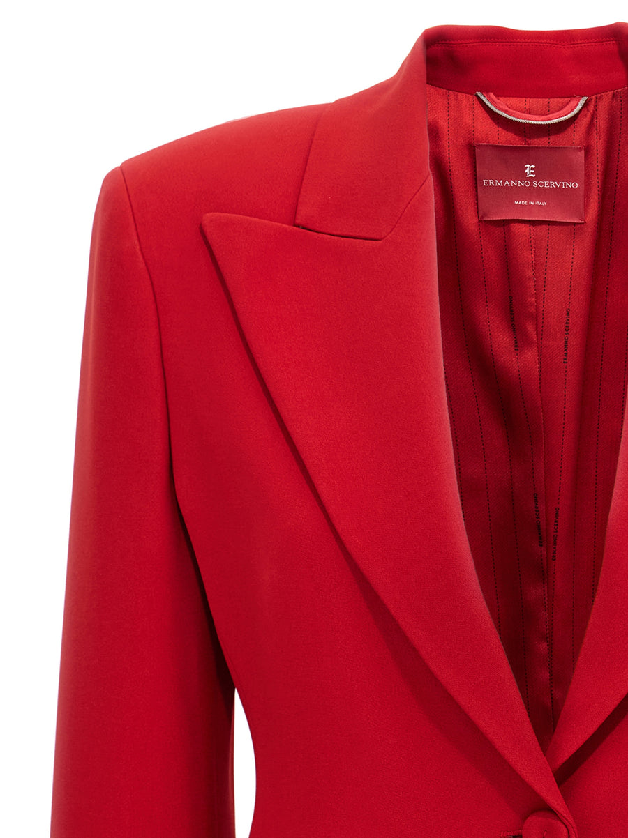Ermanno Scervino Red Single Breasted Blazer For Women Versatile Office To Evening Wear