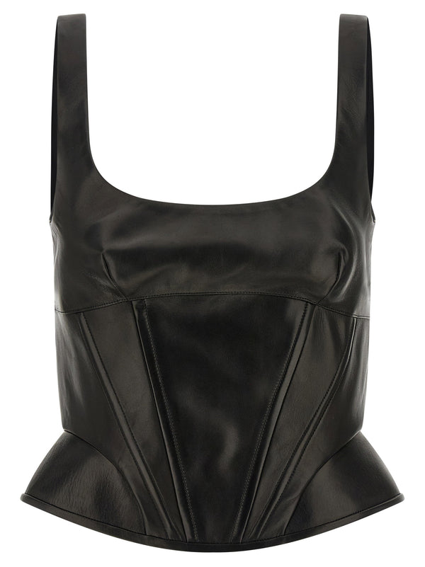 Ermanno Scervino Peplos Leather Top