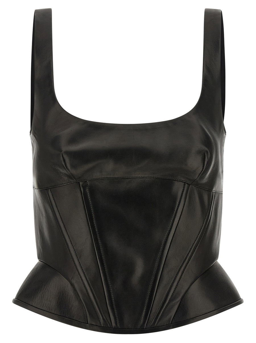 Ermanno Scervino Peplos Leather Top