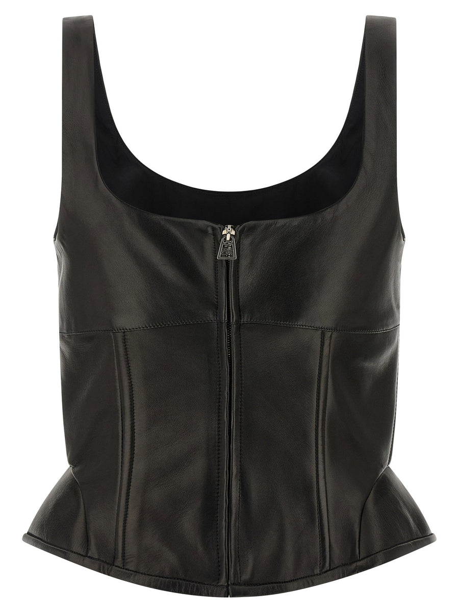 Ermanno Scervino Peplos Leather Top