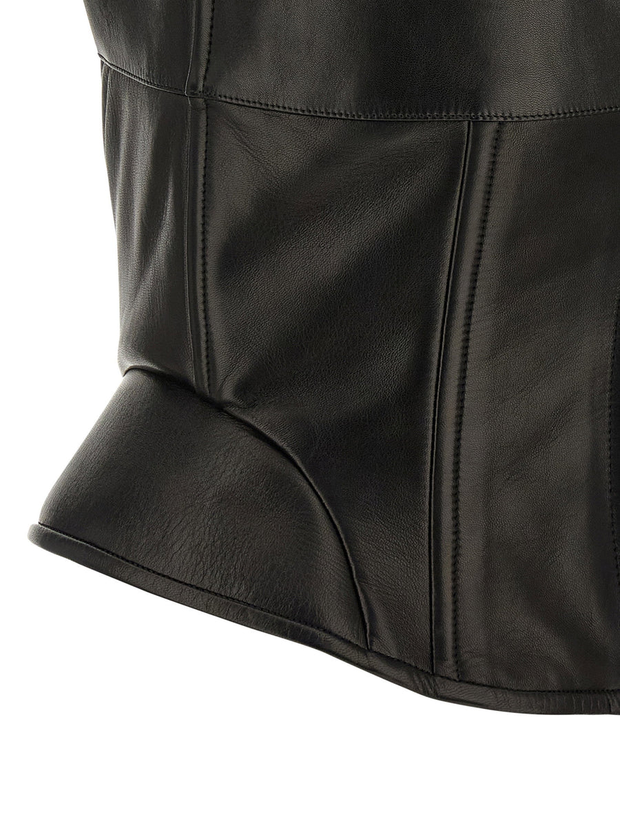 Ermanno Scervino Peplos Leather Top