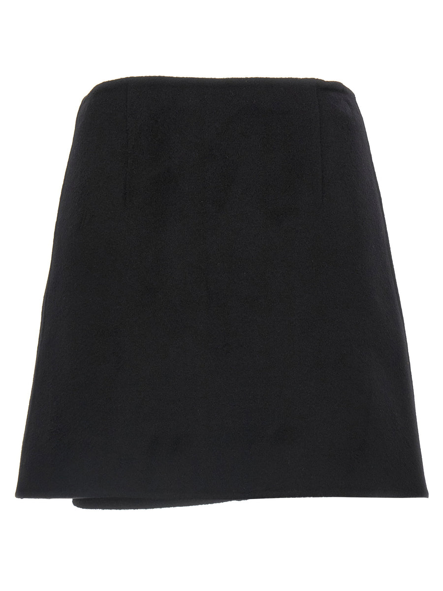 Ermanno Scervino Jewel Pin Skirt Removable Brooch Black Virgin Wool Wallet Silhouette For Elegant Women