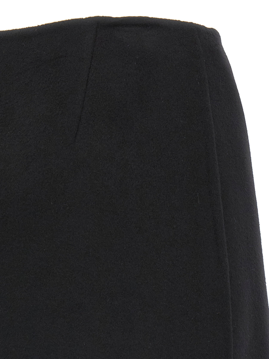 Ermanno Scervino Jewel Pin Skirt Removable Brooch Black Virgin Wool Wallet Silhouette For Elegant Women