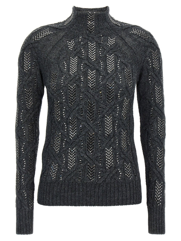 Ermanno Scervino Crystal Braid Sweater For Women Luxurious Wool Blend With Crystal Appliques