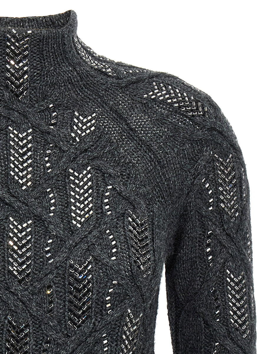 Ermanno Scervino Crystal Braid Sweater