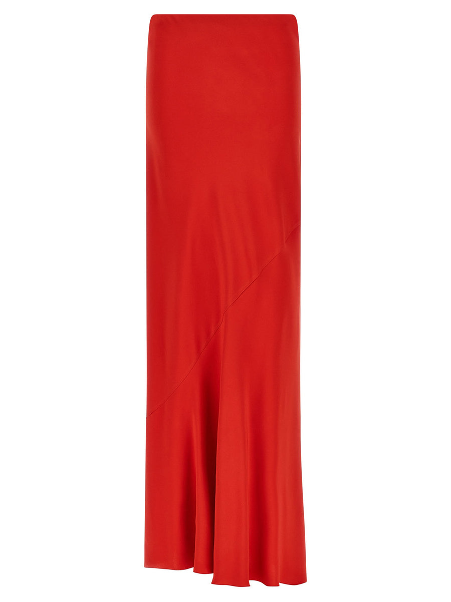 Ermanno Scervino Mermaid Maxi Skirt Red Viscose Crepe with Elastic Waistband For Women Luxurious