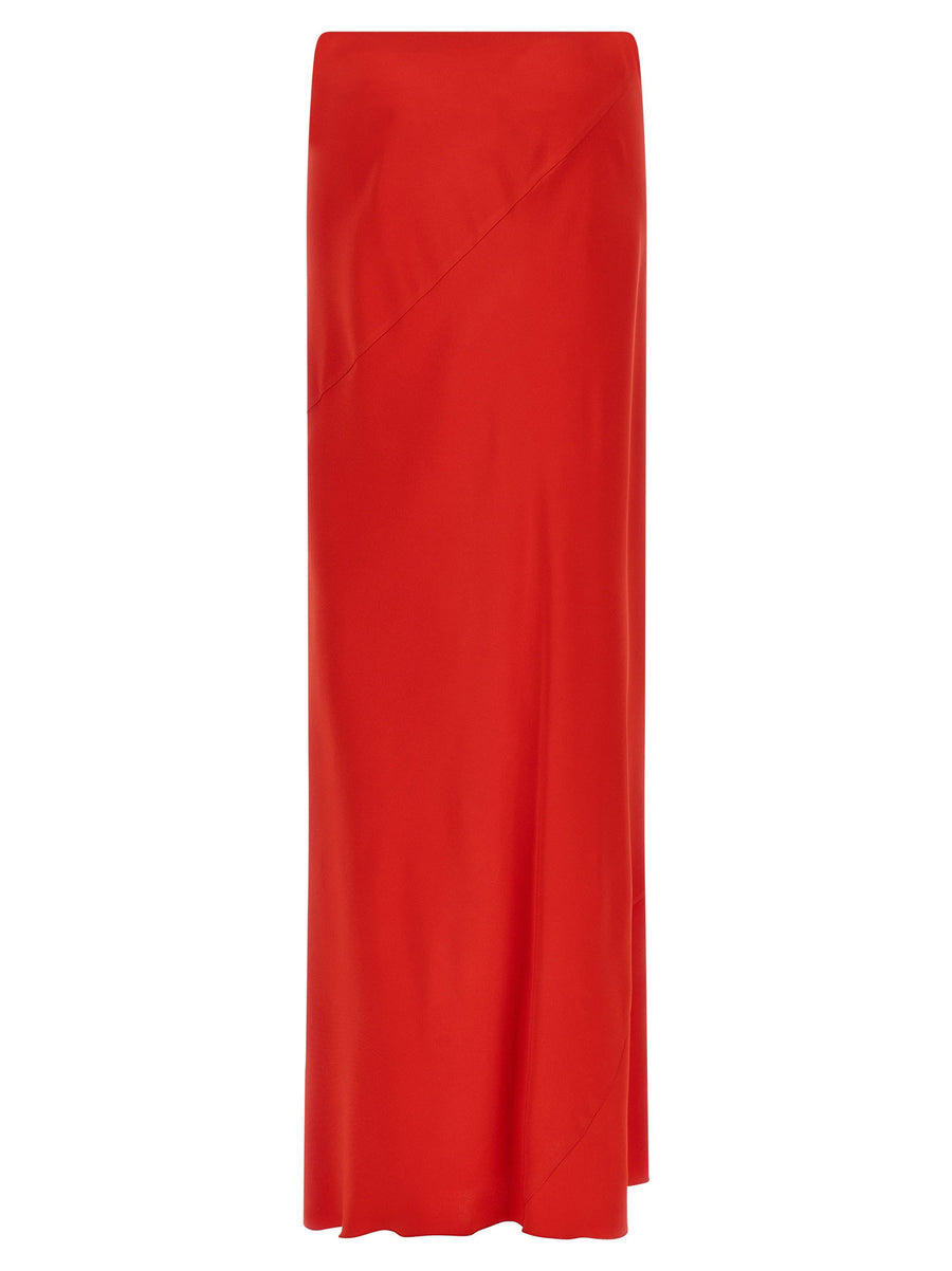 Ermanno Scervino Mermaid Maxi Skirt Red Viscose Crepe with Elastic Waistband For Women Luxurious