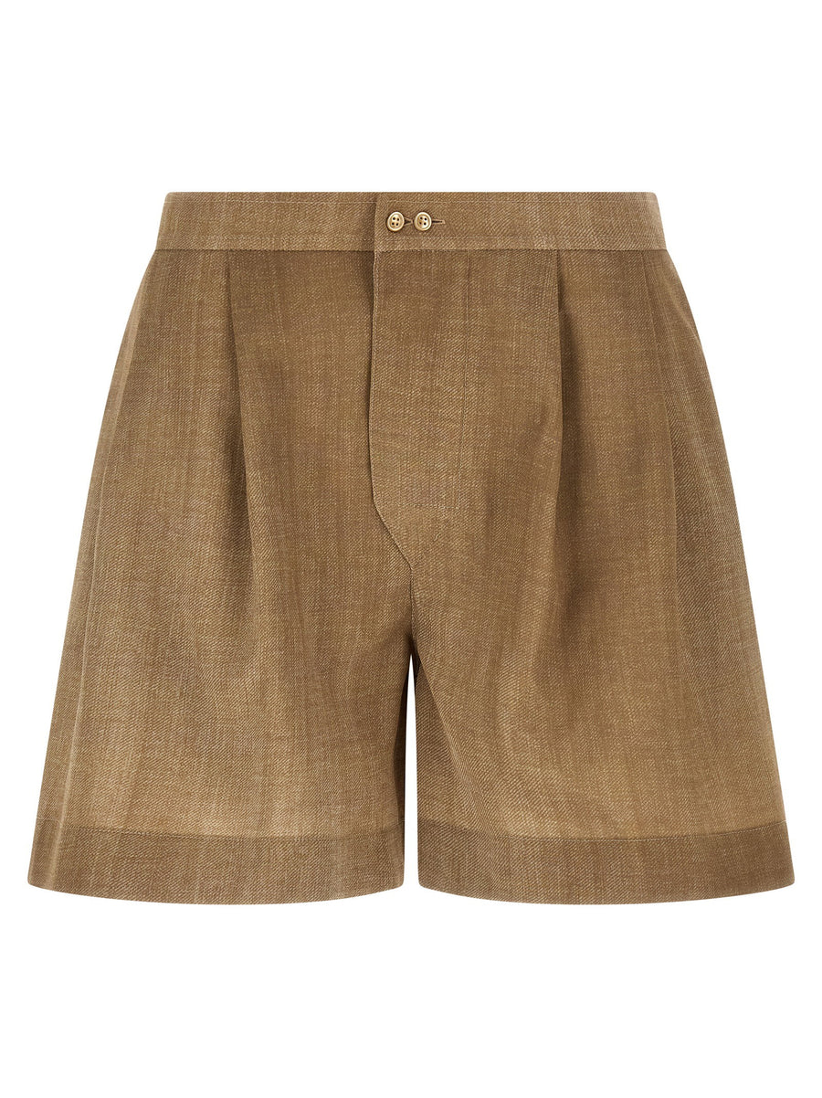 Ermanno Scervino Marocain Shorts Beige Sand Denim Print Luxury For Women