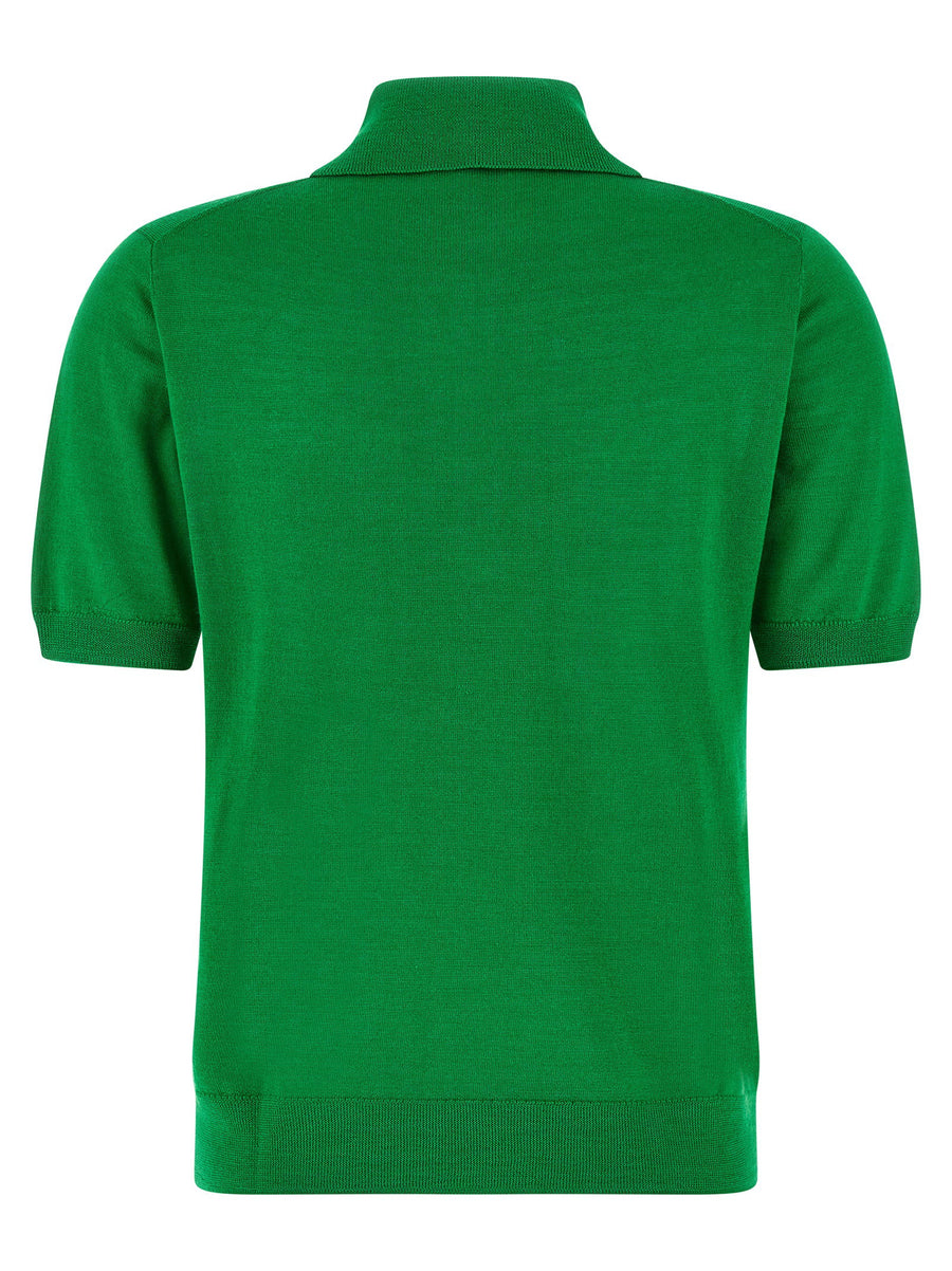Polo Shirt for Women P.A.R.O.S.H Linfa26 Lux Wool Silk Cashmere Blend Green Premium Drape for Everyday Elegance