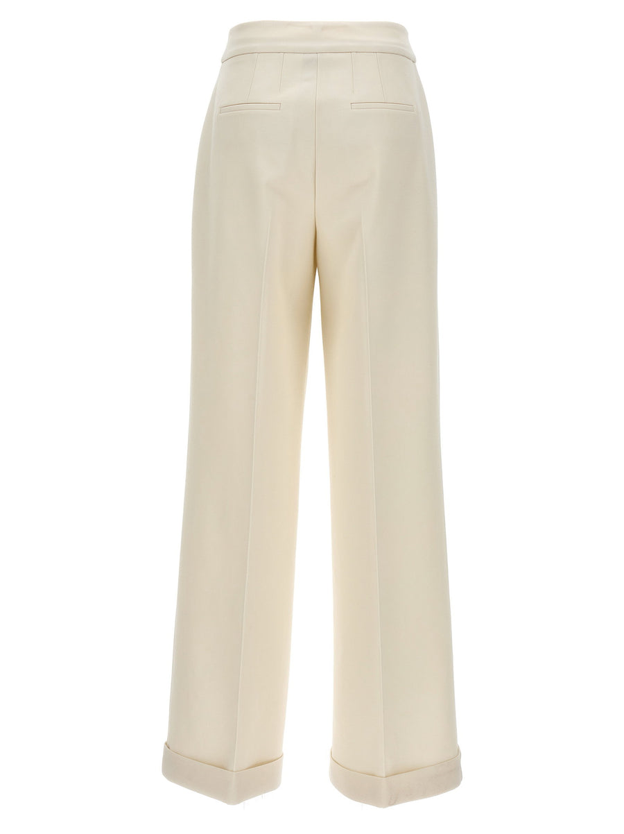 Kiton White Stretch Wool Trousers For Women Luxury Wide Leg Comfort And Versatility