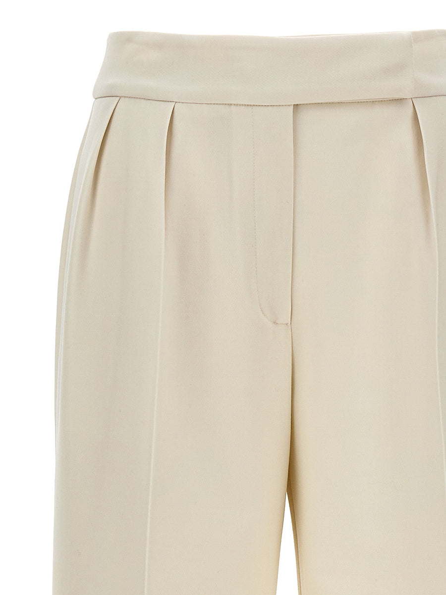 Kiton White Stretch Wool Trousers For Women Luxury Wide Leg Comfort And Versatility