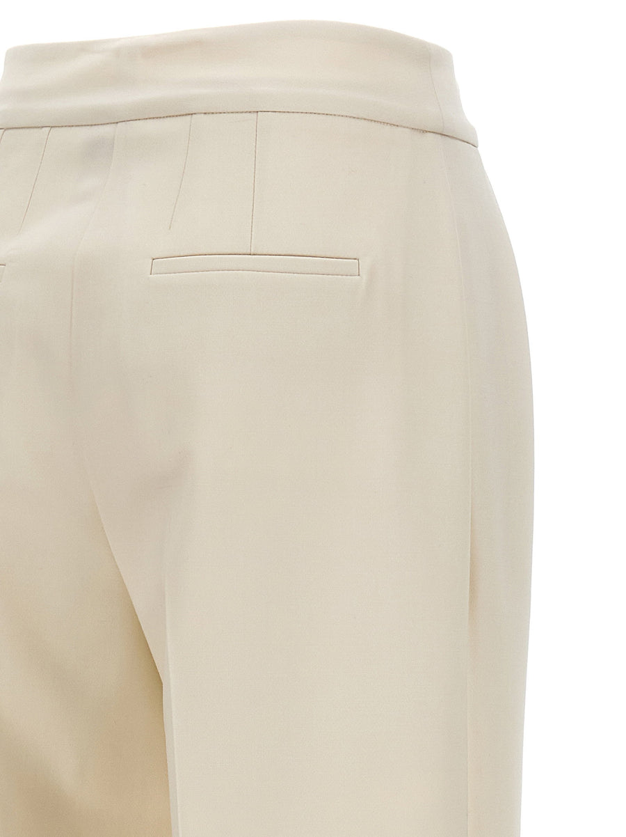 Kiton White Stretch Wool Trousers For Women Luxury Wide Leg Comfort And Versatility