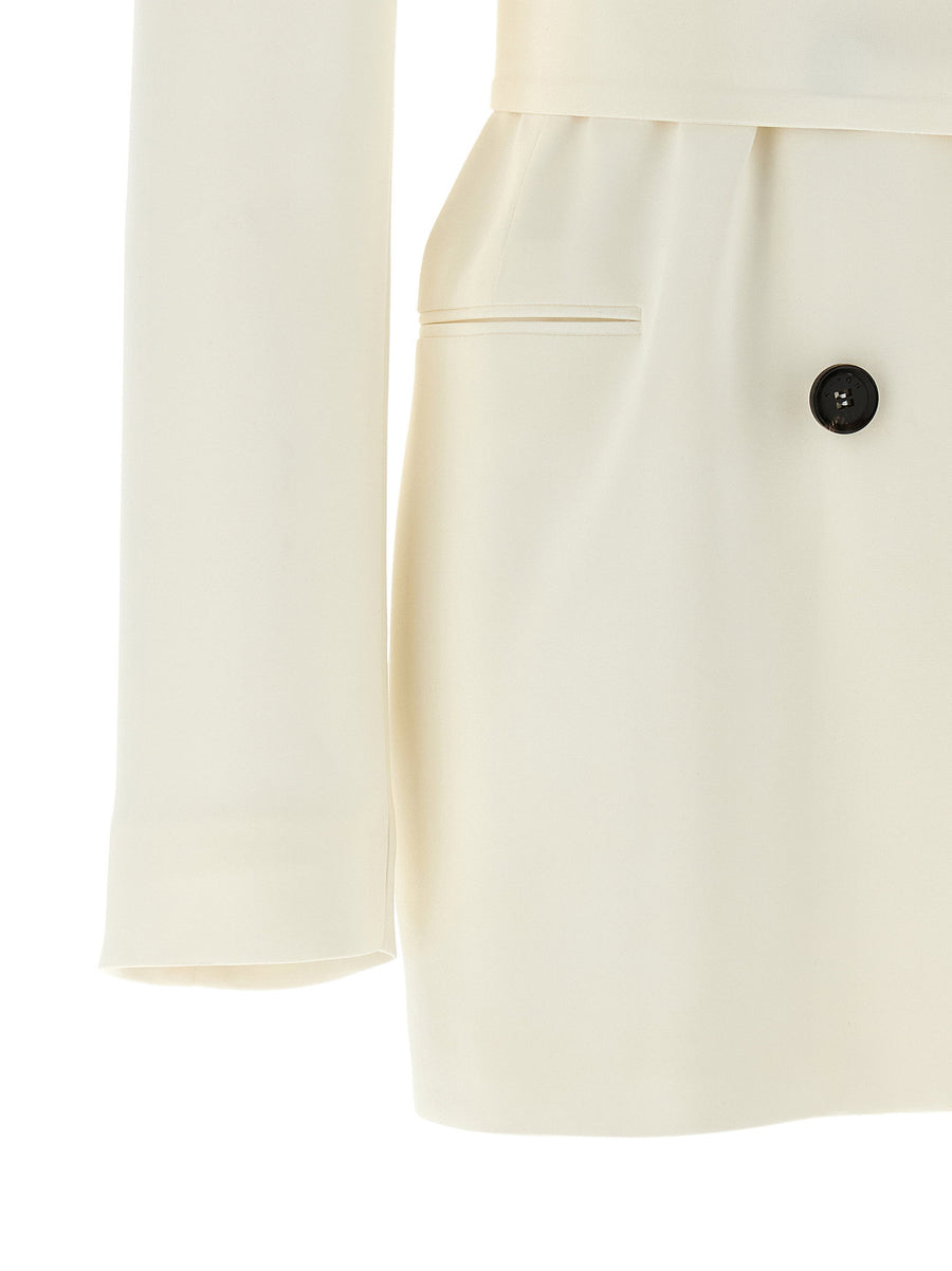 Kiton Silk Blazer For Women Double Breasted White Luxury Jacket For Versatile Formal And Everyday Looks