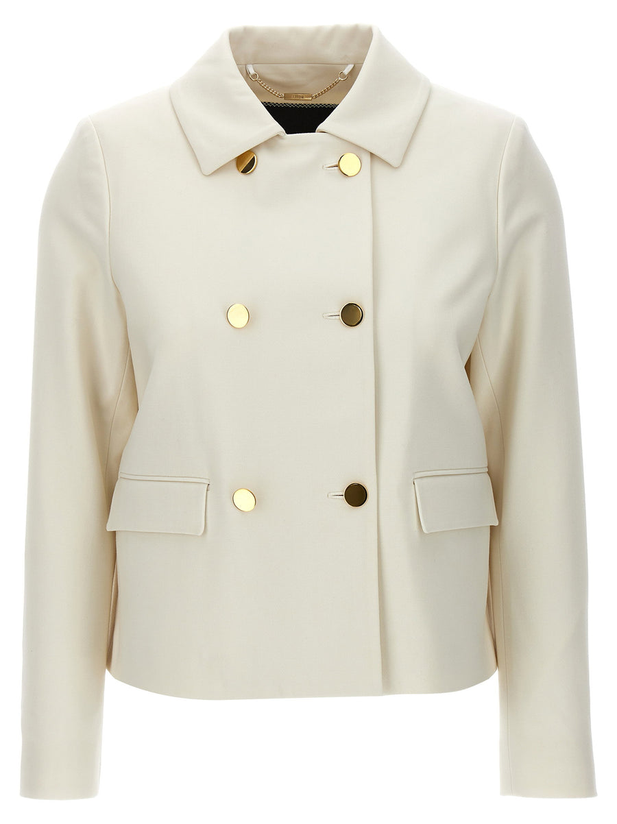 Kiton Cropped Double Breasted Virgin Wool Jacket For Women Luxury Tailored With Stretch