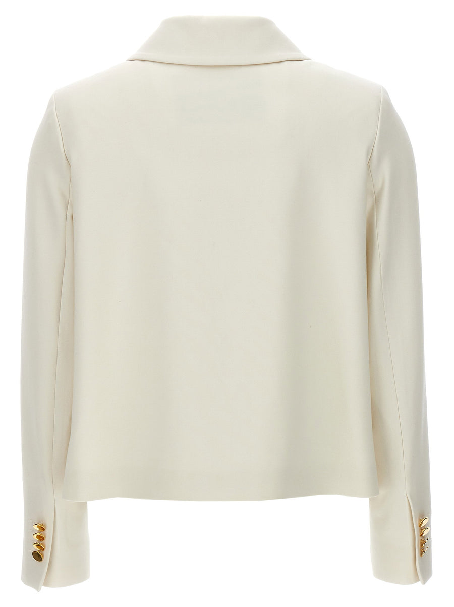 Kiton Cropped Double Breasted Virgin Wool Jacket For Women Luxury Tailored With Stretch