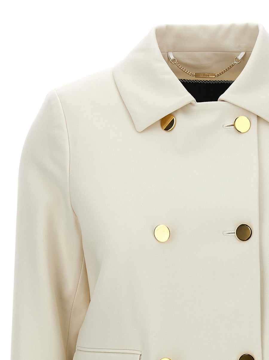 Kiton Cropped Double Breasted Virgin Wool Jacket For Women Luxury Tailored With Stretch