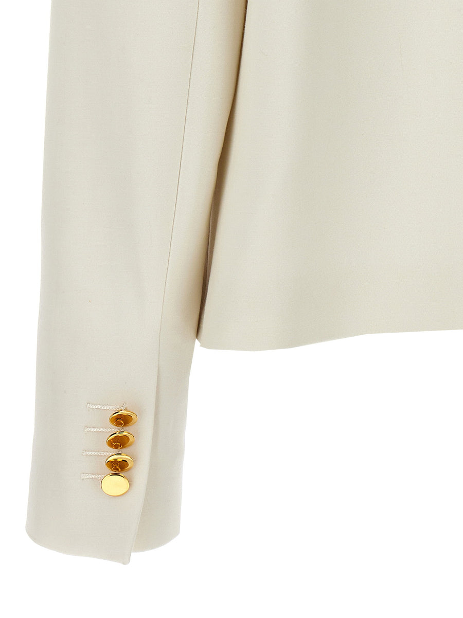 Kiton Cropped Double Breasted Virgin Wool Jacket For Women Luxury Tailored With Stretch