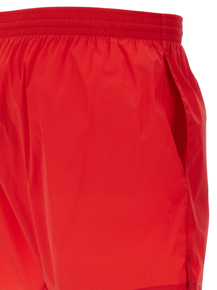 Dsquared2 Midi Boxer Shorts Red Swimwear For Women With Drawstring Waist And Premium Logo Print